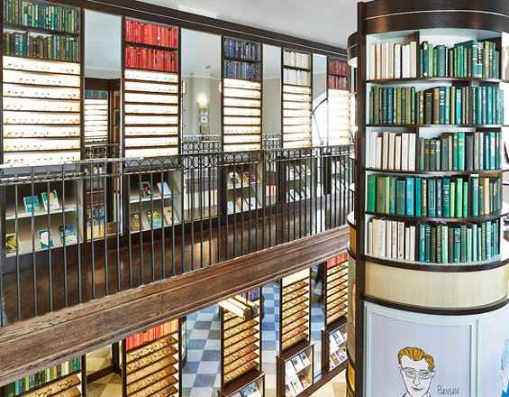 Photograph of interior fixtures and fittings Created by Townsend Design for a Warby Parker store in NYC.